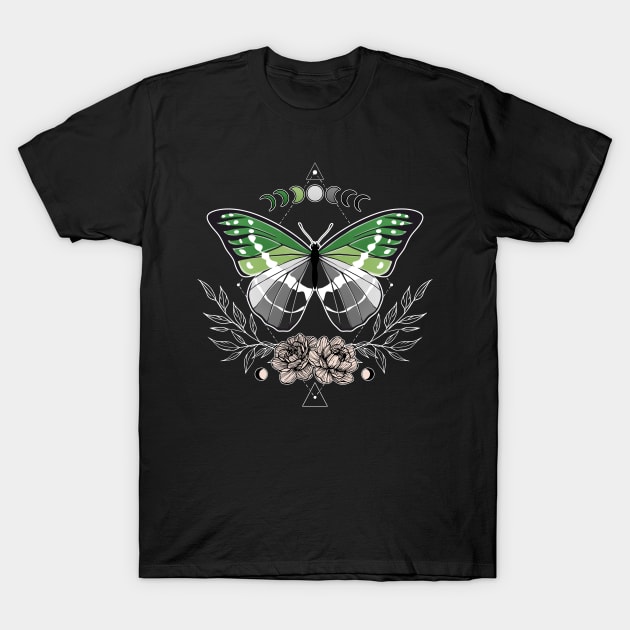 Aromantic Butterfly LGBT Pride Flag T-Shirt by Psitta